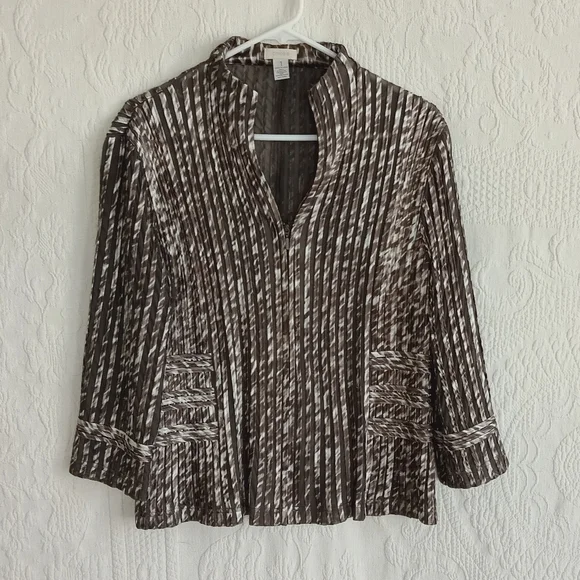Chico's Julianne Jacket Zip Up Stretchy Boho Lightweight Sexy Shiny Mesh Animal - Picture 12 of 12
